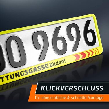 Тримач номерного знака schildEVO 2 Затор СФОРМУЙТЕ АВАРІЙНУ СМУГУ НЕОНОВИЙ ЖОВТИЙ Тримач номерного знака Рамки для номерних знаків DHL Доставка ТИП D
