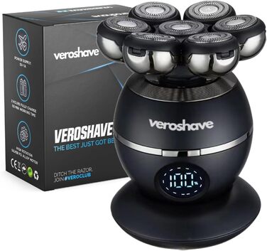 Бритва для лисої голови Veroshave з 7 лезами для чоловіків - бездротова акумуляторна машинка для стрижки волосся з вигнутими лезами, чисте та ретельне гоління, зручний набір для догляду за волоссям у подорожах