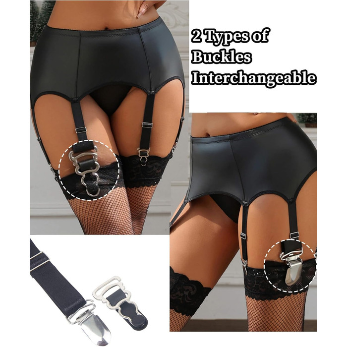 Жіночий пояс для панчіх ohyeahlady, широкий, з PU-шкіри, з 6 підвісними тримачами, великий розмір, з 12 змінними кліпсами та стрінгами