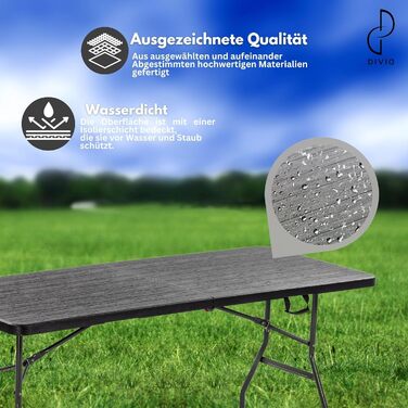 Набір для пивного саду DIVID, 3 предмети Стіл 2 лавки Для використання в приміщенні та на вулиці Складаний з ручками для перенесення ВxШxГ 73x180x75 см Садовий стіл (DIV-200/WOOD Set)