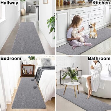 Килимова доріжка SHACOS 50x150 см, нековзка доріжка для передпокою, м&39який кухонний килимок, можна прати, сучасна доріжка для передпокою для кухні, входу, вітальні, сірий 50x150 см сірий