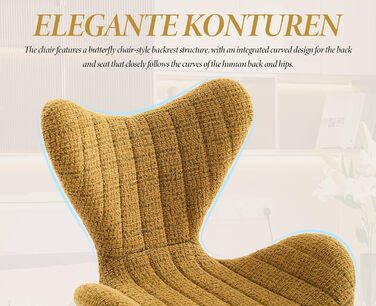 Обідні стільці, комплект з 4 шт. , м&39які кухонні стільці, обідні стільці, крісла зі стьобаними шенілловими спинками, для їдальні, вітальні, спальні та вітальні, жовті.