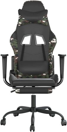 Геймерське крісло з підставкою для ніг, чорне та камуфляжне, штучна шкіра, металевий матеріал