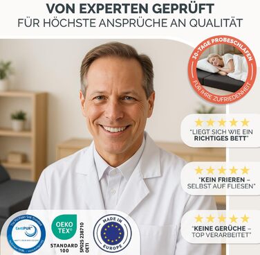 Розкладний матрац Blumtal 140x200 см - 3-секційний розкладний матрац для гостей, надзвичайно товстий (15 см) - розкладний матрац з пінопласту, що дбає про спину - Розкладний матрац чохол антрацитового кольору, приємний для шкіри та пральний, 140 x 200 x 1