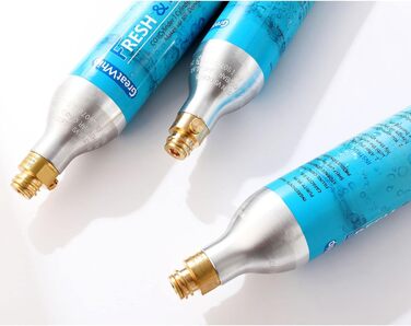 Циліндр 60 л для виробника газованої води, карбонатор преміум-класу, що загвинчується, сумісний із звичайними виробниками газованої води, SodaStream, Aarke тощо, 425 г перероблений різьбовий циліндр * Не для швидкого підключення, 2 шт., CO2