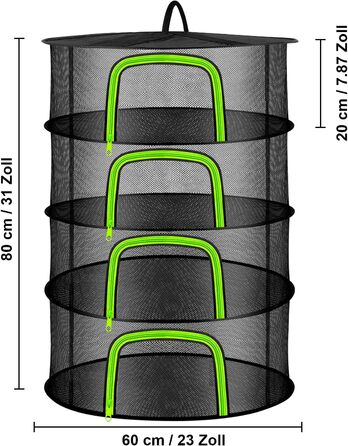 Сітка для сушіння трав Coopache чорна, 4-шарова сушарка для трав підвісна з S-подібними гачками, стійка для сушіння рослин на блис