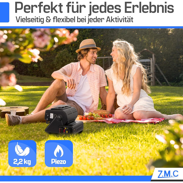 Портативний керамічний газовий обігрівач та плита ZMC 2-в-1 1,3 кВт, з підключенням для зрідженого газу 20 газових картриджів, кемпінгова плита з п&39єзорозпалом, кемпінговий обігрівач, газовий обігрівач для використання на вулиці, в наметах, на терасах, 