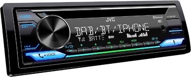 Автомагнітола JVC KD-DB622BT CD з системою гучного зв'язку DAB і Bluetooth (звуковий процесор, USB, AUX-вхід, Spotify Control, 4 x 50 Вт, підсвічування червоної клавіші, без антени) (DAB/USB/BT/Multicolor)