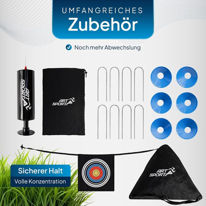 Футбольні ворота ArtSport Pop-up Goal Master - Набір з 2 шт. з аксесуарами - Складні та швидко встановлюються - 2 футбольні ворота для використання в приміщенні та в саду - Дитячі футбольні ворота, Чорні