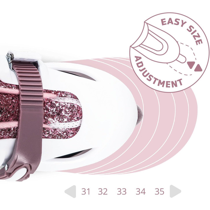 Роликові ковзани Cariboo для дітей, роликові ковзани для початківців, регульовані, 2 розміри, з навчальними колесами, блискучий дизайн, роликові ковзани для дівчаток, стиль балерини, розмір S (31-35), рожево-сливовий