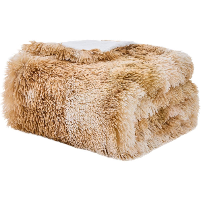 Плед EMME зі штучного хутра, пухнастий, 150 x 200 см, хутряний плед, вовняний плед, плед, супер м&39який, пухнастий плед зі штучного хутра, теплий флісовий плед, товстий, елегантний, плед для дивана та ліжка, колір тай-дай коричневий 150x200 см 01-тай-дай