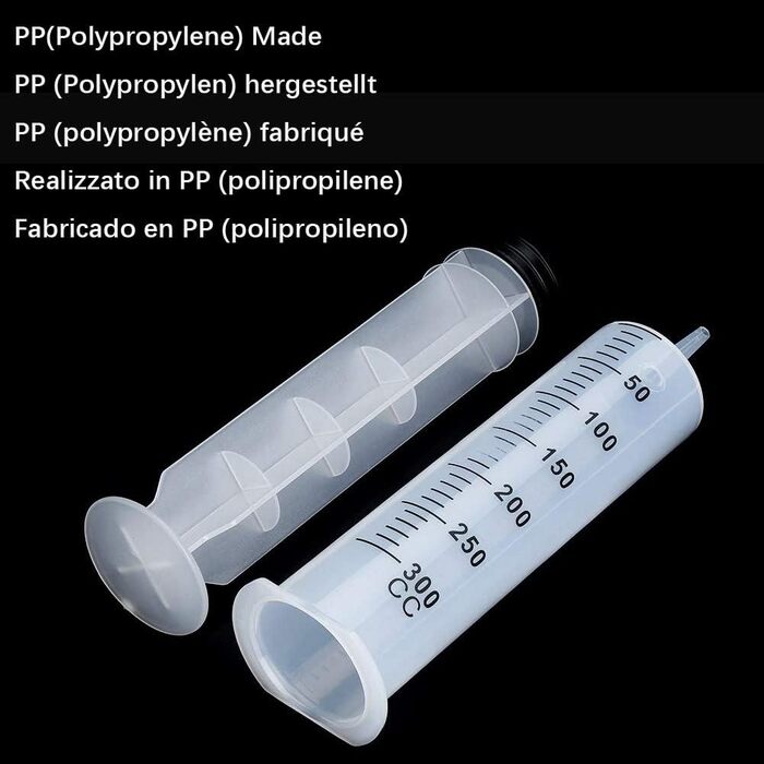 Формований пластиковий шприц обємом 300 мл з трубкою довжиною 1 м і 20 мл/10 мл кожен від /5 мл до 2 шт./1 мл до 6 шт. для відсмоктування рідини для вимірювання поживних речовин у гідропоніці