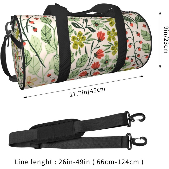 Спортивна сумка для подорожей з квітковим принтом, сумка для ночівлі, чорна, універсальний розмір