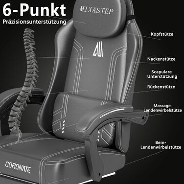 Ергономічне ігрове крісло з регульованою спинкою та функцією повороту на 360 - Офісне крісло для дорослих/молоді 150 кг, тканинне крісло з ПК білого кольору для домашнього офісу/ігор