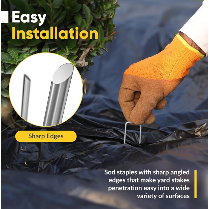 Дюймові садові ландшафтні скоби 20 шт. оцинковані SOD-штирі для газону для тканини проти бур&39янів, ґрунтопокривних, утримуючих огорож та штучного газону, 6-
