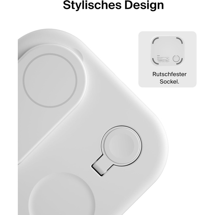 Індуктивна зарядна станція 3-в-1 Belkin BoostCharge Qi2, 15 Вт, складна підставка, сумісна з MagSafe, для Apple iPhone 16/15, Appl