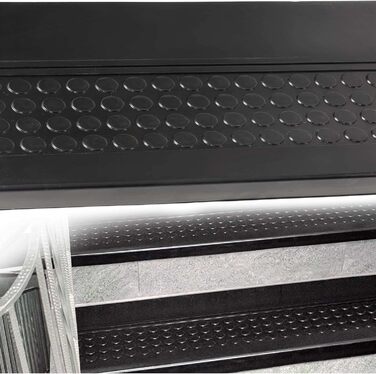 Килимки для сходів гумові зовнішні/внутрішні нековзні сходові килимки чорний розмір 150x30x4cm 150x30x4cm чорний