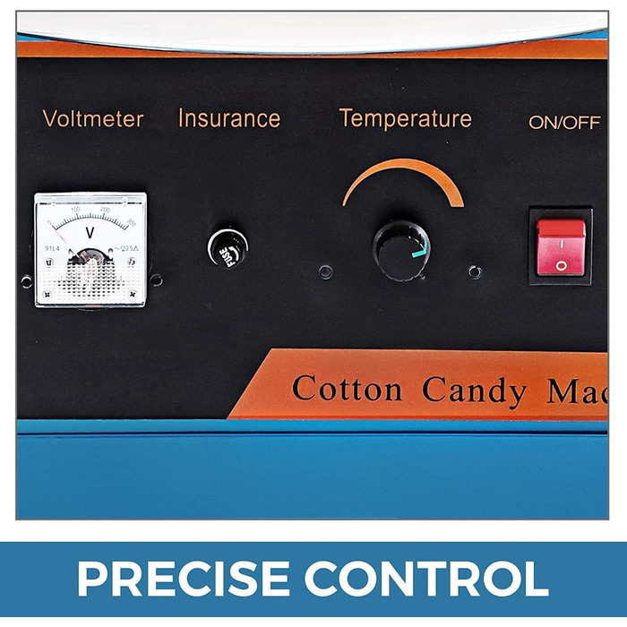 Машина для виробництва солодкої вати VEVOR 1000 Вт Машина для виробництва солодкої вати Машина для дому без візка Гумова стрічка, лопата для цукру та вугільні щітки Синій
