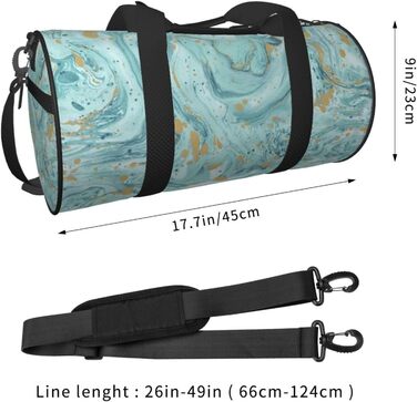 Спортивна сумка-мішок для подорожей, бірюзово-блакитна з золотистим малюнком мармур, чорна, універсальний розмір. Ідеально підходить для ночівлі.