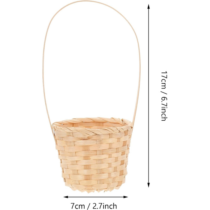Міні плетений кошик для квітів 8 шт. Кошик з ротанга 9 * 7 * 17 см - Міні кошик для хліба Кошик для пікніка Кошик з ротанга Кошик для квітів Весільний кошик з ручкою для прикраси весільного столу Прикраса заміського будинку 9X17CM