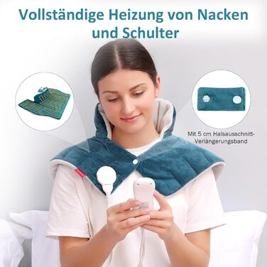 Повністю зважений грілка для шиї та плечей Comfytemp з 9 налаштуваннями нагріву, автоматичне вимкнення 0,5-9 год, грілка для шиї 1 кг, грілка для плечей, електрична грілка, подарунки для мам, жінок, мами, тата, синій, 53x48 см