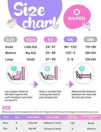 Роликові ковзани SULIFEEL &quotРайдужний єдиноріг&quot чорного кольору з підсвічуванням, для хлопчиків, рожевого кольору, розмір M (32-36 EU / 200-225 мм)