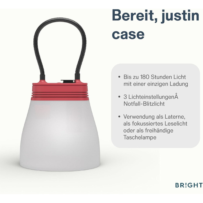 Сонячні ліхтарі BRIGHT SunBell 80 для використання на вулиці - кемпінговий ліхтар, 2200 мАг, перезаряджаються від USB та сонячної батареї, водонепроникні, для використання на вулиці та в надзвичайних ситуаціях