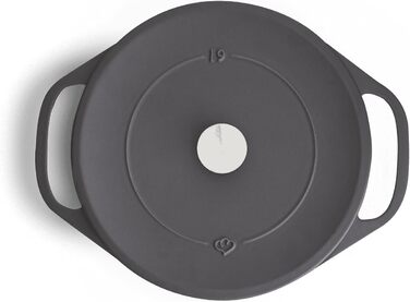 Кокотниця з кришкою, сіра, кругла, 28 см, 6 л, чавунна жаровня, індукційна каструля. 28 см сіра
