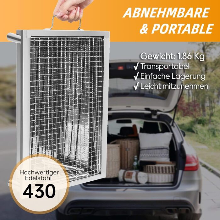 Гриль для пікніка з нержавіючої сталі вугільний гриль невеликий гриль портативний кемпінговий гриль знімний гриль-барбекю для вечі