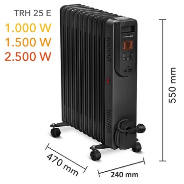 Обігрівач масляний Trotec TRH 25 E 2500W Black (1410000720)