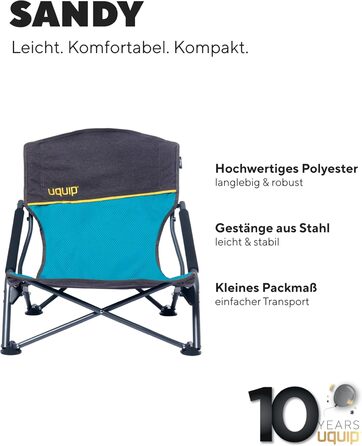 Кемпінгове крісло Uquip Sandy, бензин Складане пляжне крісло вантажопідйомністю 120 кг Компактне складне крісло зі сталі та поліестеру Складане вуличне крісло для кемпінгу, пляжу, риболовлі, саду та фестивалів, бензиновий стандарт