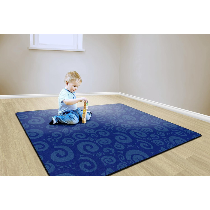 Дитячий килимок з візерунком вихор, 1,8 м х 2,4 м, синій, 389-32A