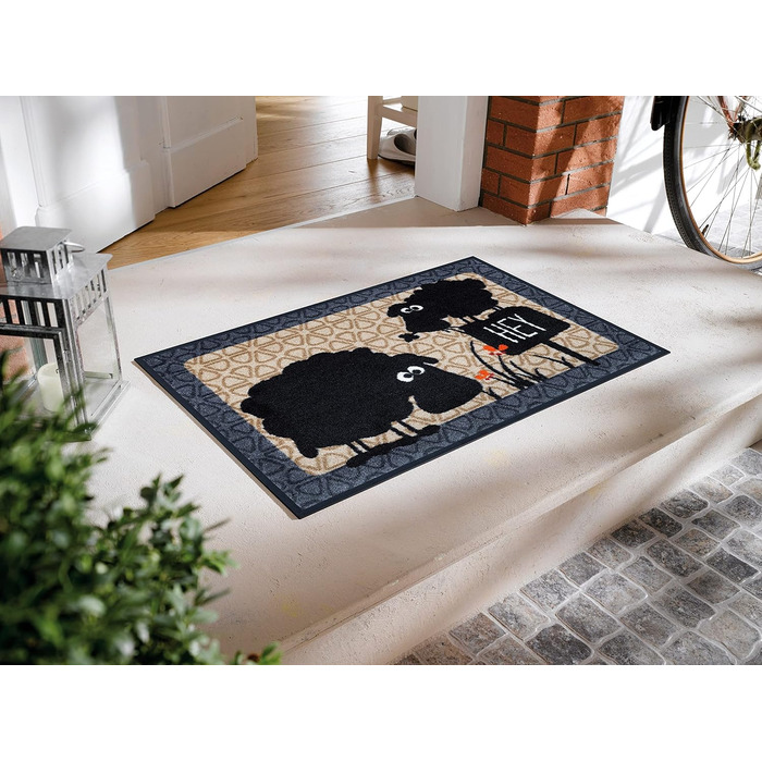 Килимок для дверей, що можна прати та сушити, Gertrud & Elsbeth 50x75 см, для використання всередині та зовні приміщень, можна прати, різнокольоровий, одинарний