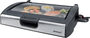 Настільний гриль Steba BBQ зі скляною кришкою, велика поверхня гриля 29,0 x 40,0 см, гаряча зона, індикатор контролю температури,