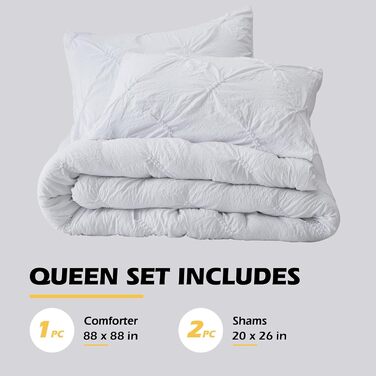 Комплект постільної білизни SEMECH Queen, ультрам'яка мікрофібра, 3-спальний, білий, двоспальний, з 2 наволочками