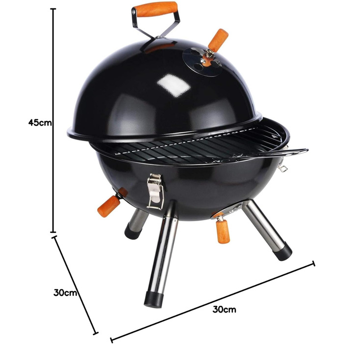 Міні-мангал чорний - портативний гриль для пікніка, кемпінгу, вугільний настільний гриль