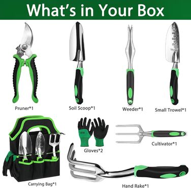 Набір садових інструментів Gartenwerkzeug, 8 предметів. Легкий набір ручних інструментів для саду з алюмінієвого сплаву з антикорозійним покриттям, чудовий подарунок. У комплекті міцний чохол для зберігання та ергономічні ручки з протиковзким покриттям (З