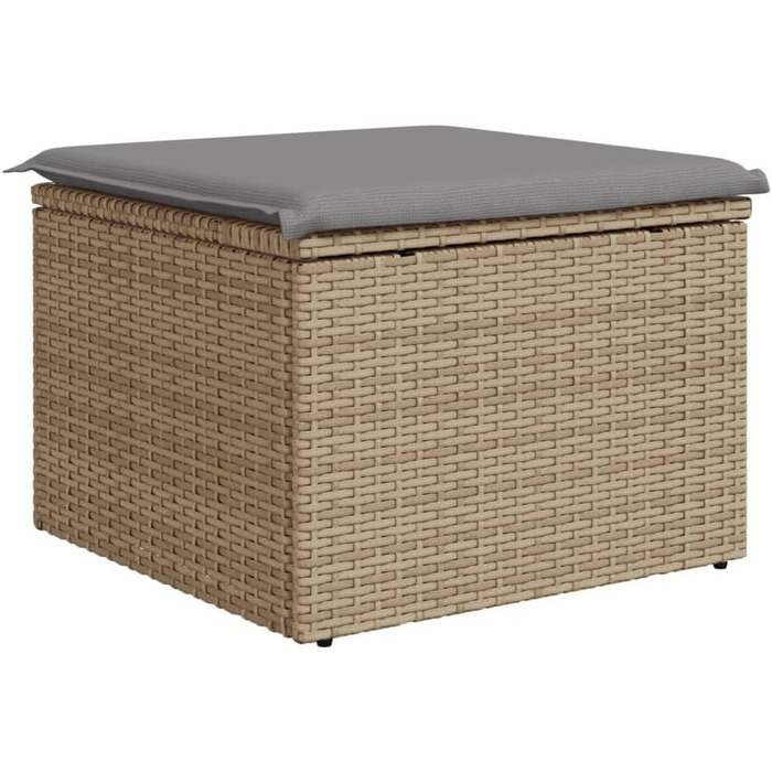 Табурет садовий з подушкою бежевий 55x55x37 см Poly Rattan,366092