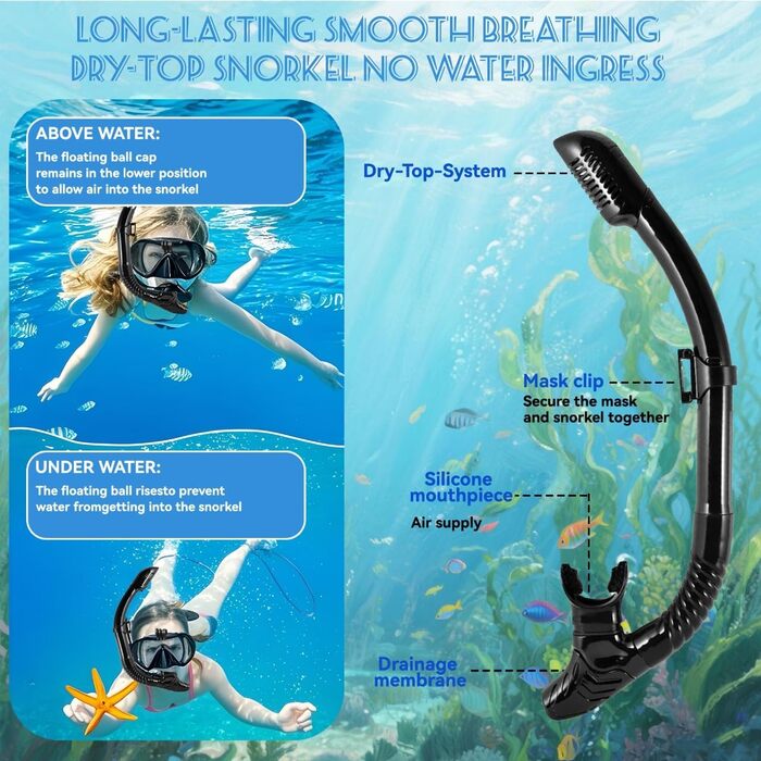 Набір для дорослого з маскою для підводного плавання, комплект для підводного плавання з маскою для дайвінгу та сухим снорклінгом, маска для підводного плавання з кріпленням для камери, маска для підводного плавання із загартованого скла із захистом від з