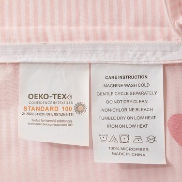 Постільна білизна Lanqinglv 135x200 для дівчаток рожеве серце в смужку дитяча постільна білизна з мікрофібри, комплект постільної