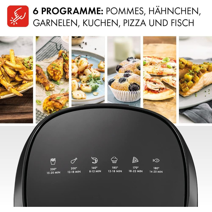 Аерофритюрниця ZWILLING / Фритюрниця з гарячим повітрям, 4 л, 6 програм, 1 400 Вт, смаження у фритюрі, приготування та випічка без жиру, включаючи книгу рецептів, чорна