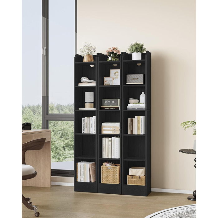 Книжкова полиця Hzuaneri, 6-ярусна стояча полиця, полиця для зберігання, полиця для колекційних предметів, регульовані панелі, для вітальні, офісу, 24 x 30 x 169,5 см, чорна BC06904 шт. 24 x 30 x 169,5 см чорна