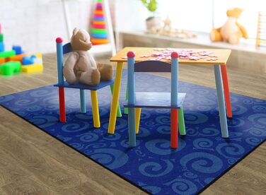 Дитячий килимок з візерунком вихор, 1,8 м х 2,4 м, синій, 389-32A