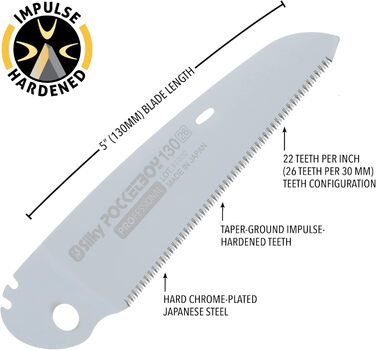 Змінне лезо SILKY Pocketboy 130 мм, фіолетовий, надзвичайно дрібний Зубці Mirai-Me 22 TPI (26/30 мм) Тверде хромоване покриття та стійке до іржі Конічне шліфування, імпульсне загартування Для точних різів 130 мм, фіолетовий/надзвичайно дрібний, сріблястий