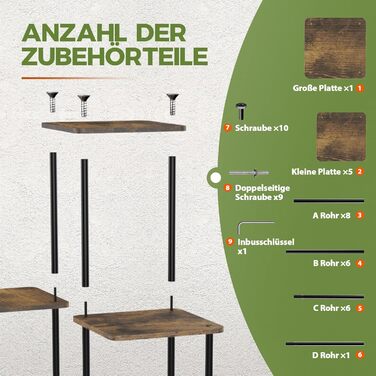 Підставка для рослин Bamworld, підставка для квітів для вулиці, полиця для рослин, квіткові сходи, металева, зовнішній декор для балкону, спальня, квітковий горщик, кімнатні рослини, стіл для посадки (коричневий), 6-рівневий, сільський, коричневий