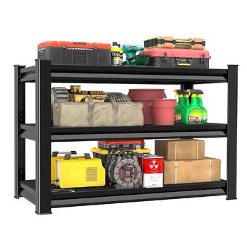 Міцний стелаж, стелаж зі сталевим каркасом, полиця для зберігання з 3 регульованими полицями, стелаж для підвалу, стелаж без болтів, стелаж для майстерні, підвал, гараж, майстерня, чорний, 120 x 45 x 99 см - 3 полиці