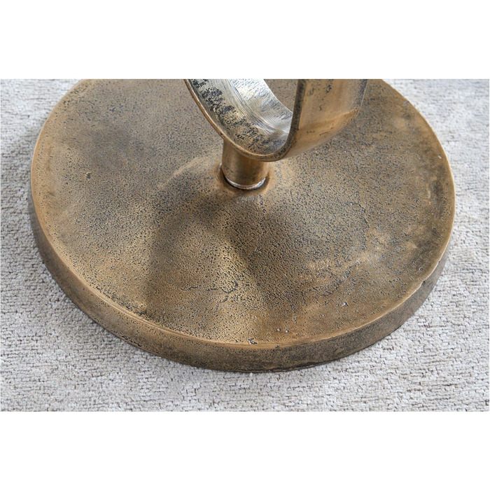 Бароковий журнальний/приставний столик, круглий, із золота, латуні та дерева манго, античний вигляд, стиль бароко, репродукція, висота 60 см