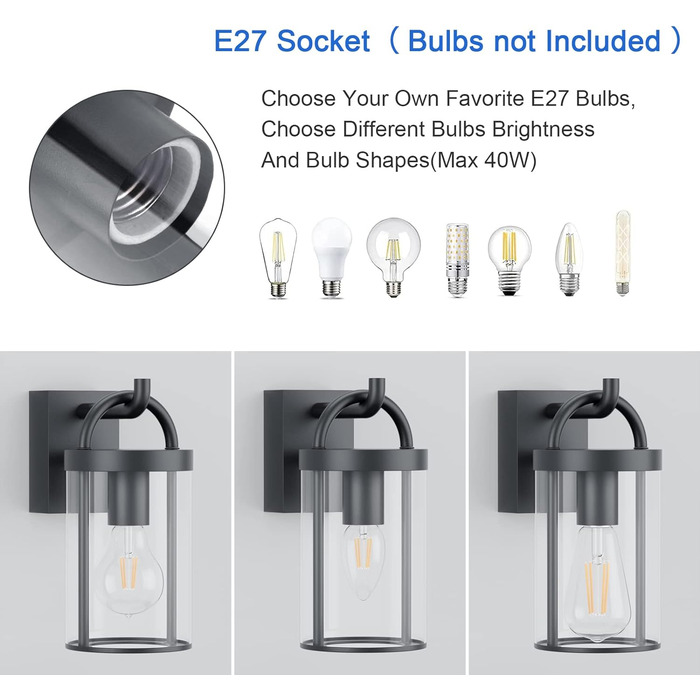 Вуличний настінний світильник Klighten Vintage, Настінний світильник Outdoor Industrial, Антрацитовий зовнішній світильник Промисл