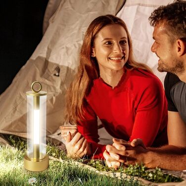 Ліхтарі для кемпінгу, підвісний портативний ліхтар із 3 режимами роботи - ліхтарі з USB-акумулятором ємністю 2000 мАг для кемпінгу, до 18 годин роботи Для дому, приміщень, спальні, вулиці, походів, скелелазіння, подорожей, золотистий