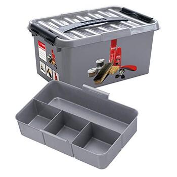 Скринька для догляду за взуттям 1 вкладиш - 6 літрів - 30 x 20 x 14 см - сірий/чорний